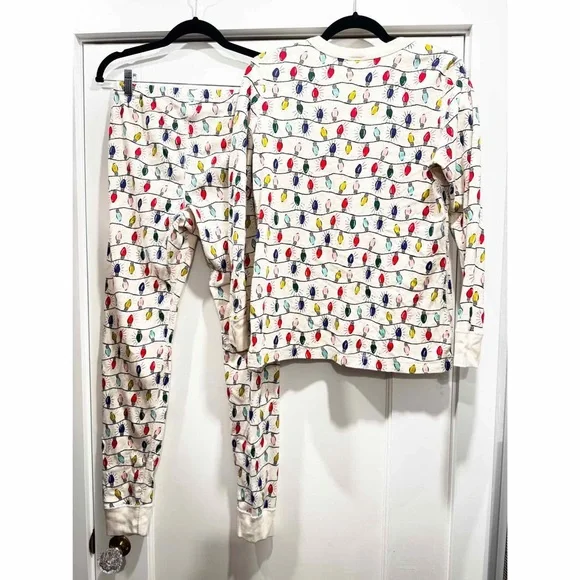 Hanna Andersson Women’s Holiday Long John Pajama Set Bright Blubs Christmas - Picture 4 of 11